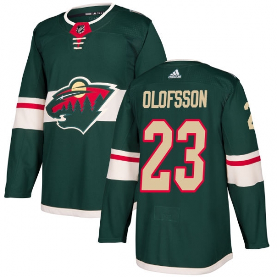 Men's Adidas Minnesota Wild 23 Gustav Olofsson Authentic Green Home NHL Jersey