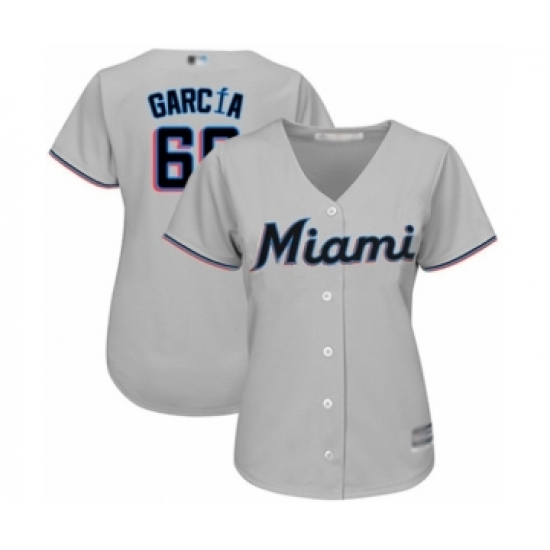 Women's Miami Marlins 66 Jarlin Garcia Authentic Grey Road Cool Base Baseball Player Jersey