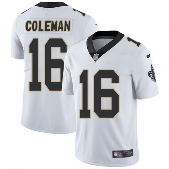 Men's Nike New Orleans Saints 16 Brandon Coleman White Vapor Untouchable Limited Player NFL Jersey