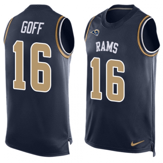 Men's Nike Los Angeles Rams 16 Jared Goff Limited Navy Blue Player Name & Number Tank Top NFL Jersey