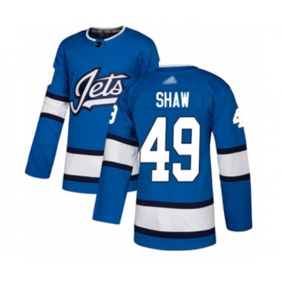 Men's Winnipeg Jets 49 Logan Shaw Authentic Blue Alternate Hockey Jersey