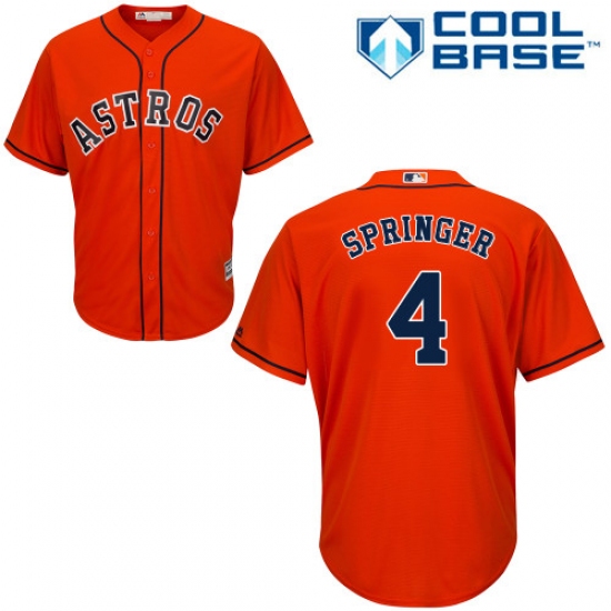 Men's Majestic Houston Astros 4 George Springer Replica Orange Alternate Cool Base MLB Jersey
