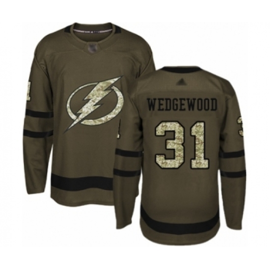 Youth Tampa Bay Lightning 31 Scott Wedgewood Authentic Green Salute to Service Hockey Jersey