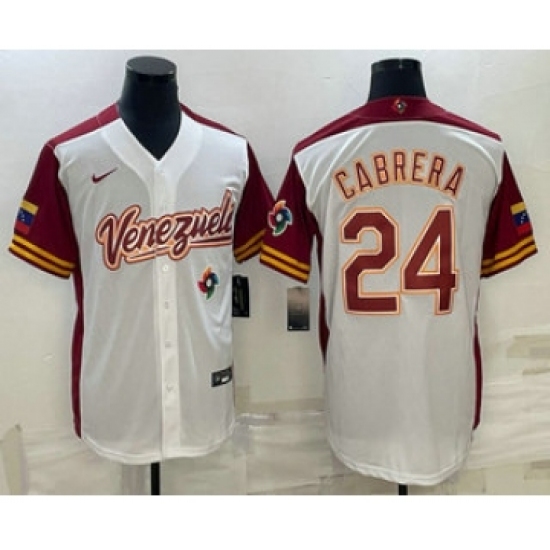 Men's Venezuela Baseball 24 Miguel Cabrera 2023 White World Classic Stitched Jersey