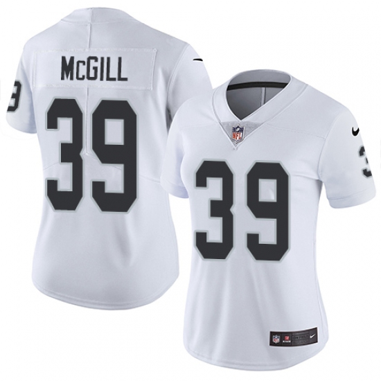Women's Nike Oakland Raiders 39 Keith McGill White Vapor Untouchable Limited Player NFL Jersey