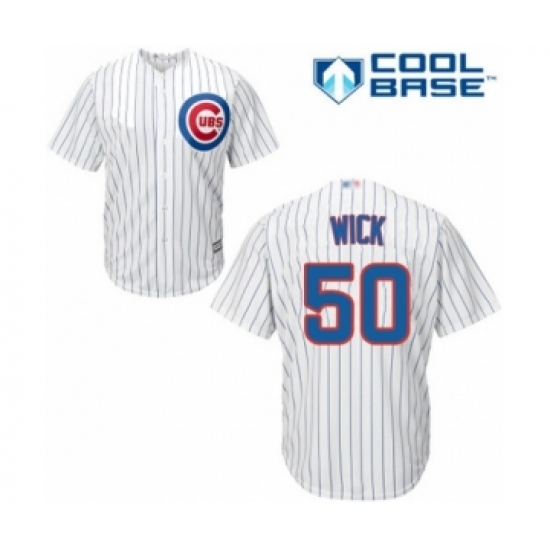 Youth Chicago Cubs 50 Rowan Wick Authentic White Home Cool Base Baseball Player Jersey