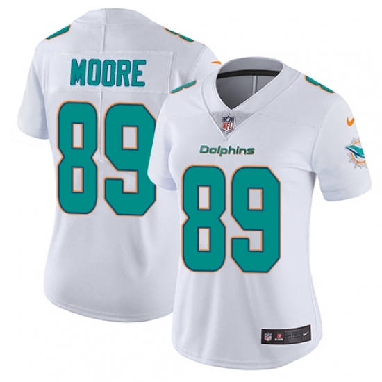 Women's Nike Miami Dolphins 89 Nat Moore Elite White NFL Jersey