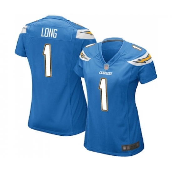 Women's Los Angeles Chargers 1 Ty Long Game Electric Blue Alternate Football Jersey