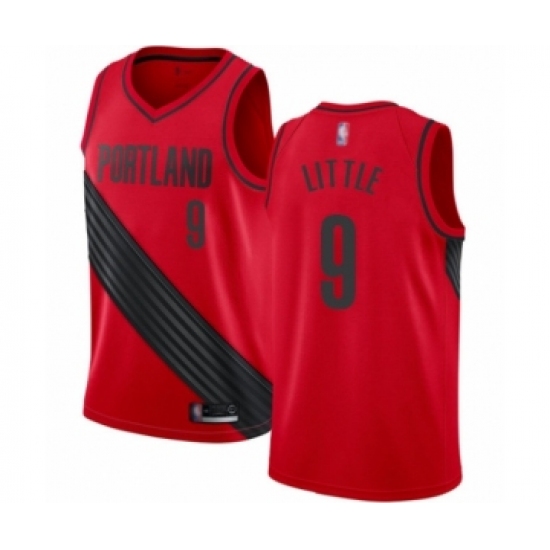 Men's Portland Trail Blazers 9 Nassir Little Authentic Red Basketball Jersey Statement Edition