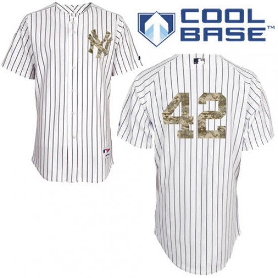 Men's Majestic New York Yankees 42 Mariano Rivera Authentic White USMC Cool Base MLB Jersey