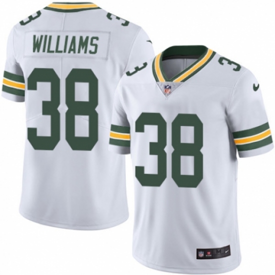 Youth Nike Green Bay Packers 38 Tramon Williams White Vapor Untouchable Elite Player NFL Jersey
