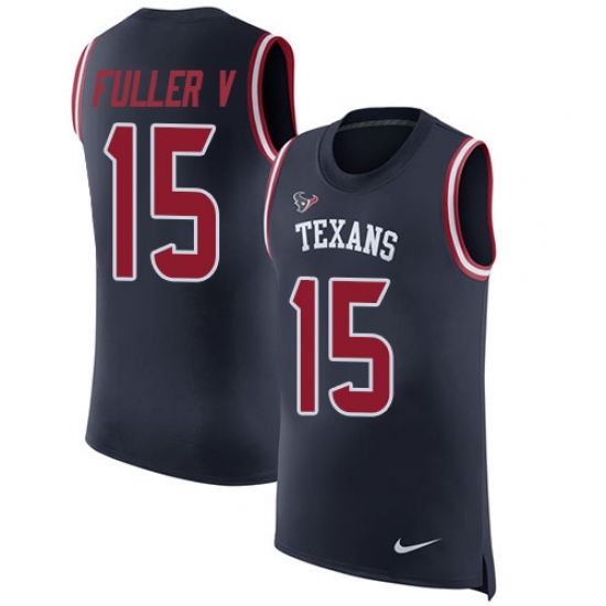 Men's Nike Houston Texans 15 Will Fuller V Limited Navy Blue Rush Player Name & Number Tank Top NFL Jersey