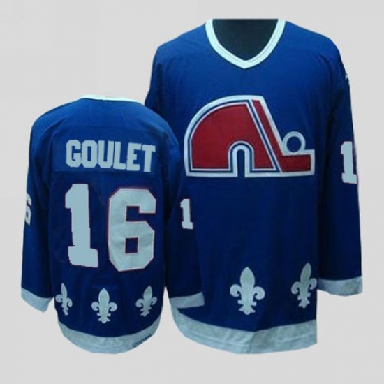 Nordiques 16 Michel Goulet Stitched CCM Throwback Blue NHL Jersey