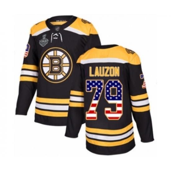 Youth Boston Bruins 79 Jeremy Lauzon Authentic Black USA Flag Fashion 2019 Stanley Cup Final Bound Hockey Jersey