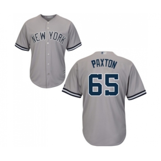 Men's New York Yankees 65 James Paxton Replica Grey Road Baseball Jersey