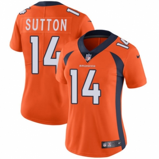 Women's Nike Denver Broncos 14 Courtland Sutton Orange Team Color Vapor Untouchable Limited Player NFL Jersey