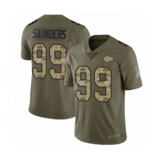 Men's Kansas City Chiefs 99 Khalen Saunders Limited Olive Camo 2017 Salute to Service Football Jersey