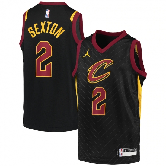 Youth Cleveland Cavaliers 2 Collin Sexton Jordan Brand Black 2020-21 Swingman Player Jersey
