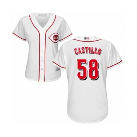 Women's Cincinnati Reds 58 Luis Castillo Authentic White Home Cool Base Baseball Jersey