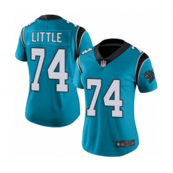 Women's Carolina Panthers 74 Greg Little Limited Blue Rush Vapor Untouchable Football Jersey
