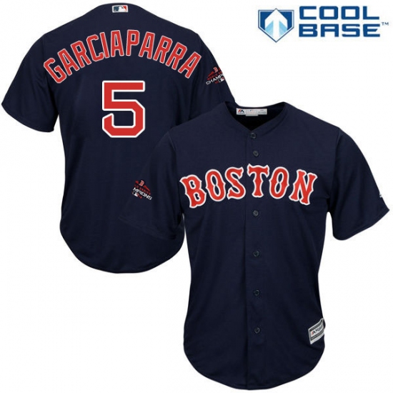Youth Majestic Boston Red Sox 5 Nomar Garciaparra Authentic Navy Blue Alternate Road Cool Base 2018 World Series Champions MLB Jersey