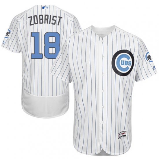Men's Majestic Chicago Cubs 18 Ben Zobrist Authentic White 2016 Father's Day Fashion Flex Base MLB Jersey