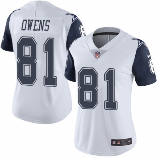Women's Nike Dallas Cowboys 81 Terrell Owens Limited White Rush Vapor Untouchable NFL Jersey