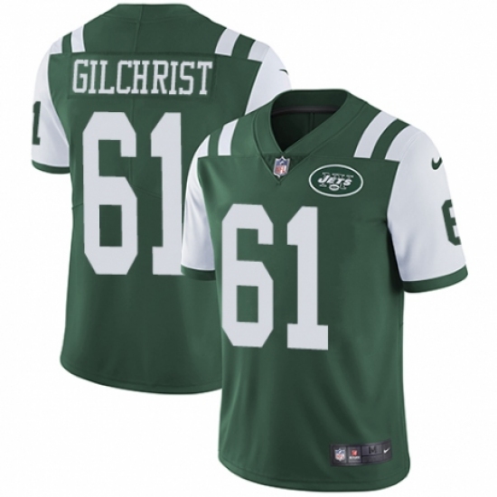 Men's Nike New York Jets 61 Spencer Long Green Team Color Vapor Untouchable Limited Player NFL Jersey