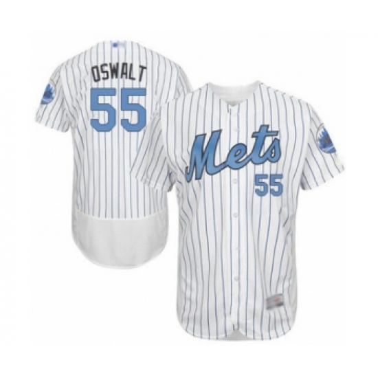 Men's New York Mets 55 Corey Oswalt Authentic White 2016 Father's Day Fashion Flex Base Baseball Player Jersey