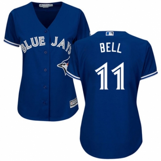 Women's Majestic Toronto Blue Jays 11 George Bell Replica Blue Alternate MLB Jersey