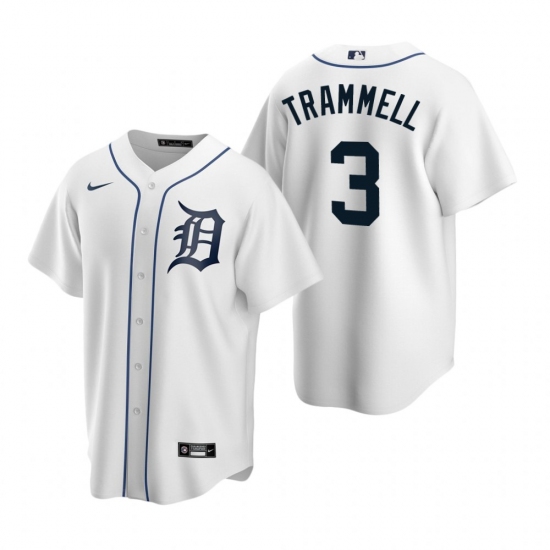 Men's Nike Detroit Tigers 3 Alan Trammell White Home Stitched Baseball Jersey