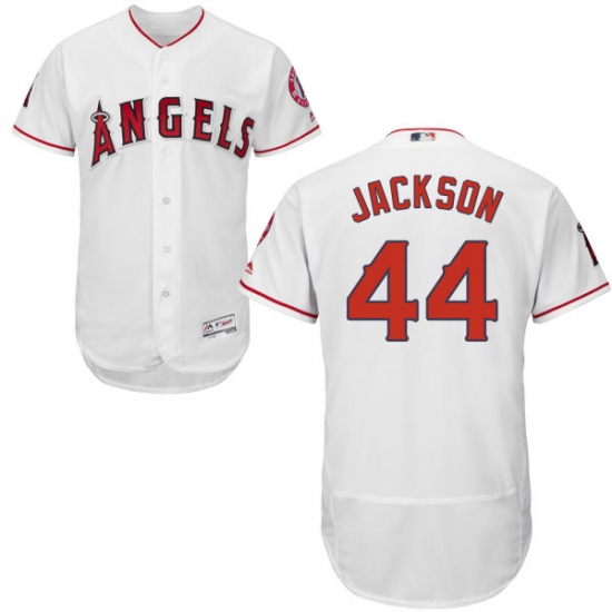 Men's Majestic Los Angeles Angels of Anaheim 44 Reggie Jackson White Home Flex Base Authentic Collection MLB Jersey