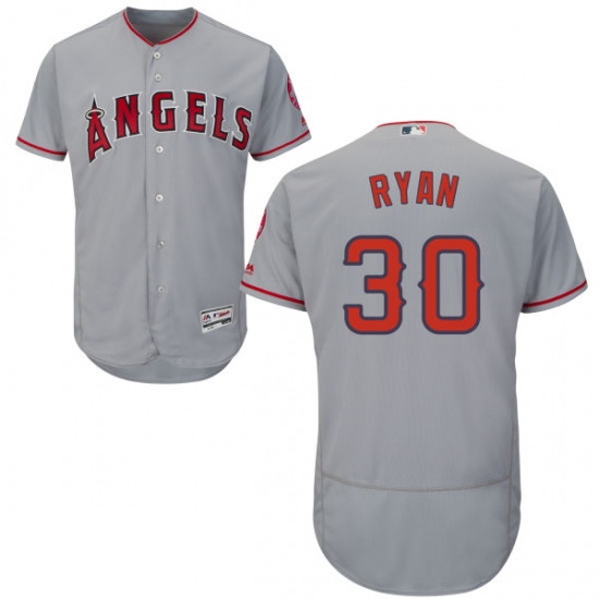 Men's Majestic Los Angeles Angels of Anaheim 30 Nolan Ryan Grey Road Flex Base Authentic Collection MLB Jersey