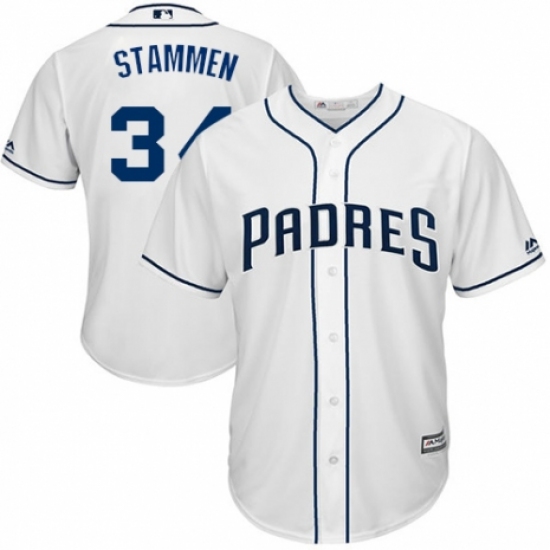Men's Majestic San Diego Padres 34 Craig Stammen Replica White Home Cool Base MLB Jersey