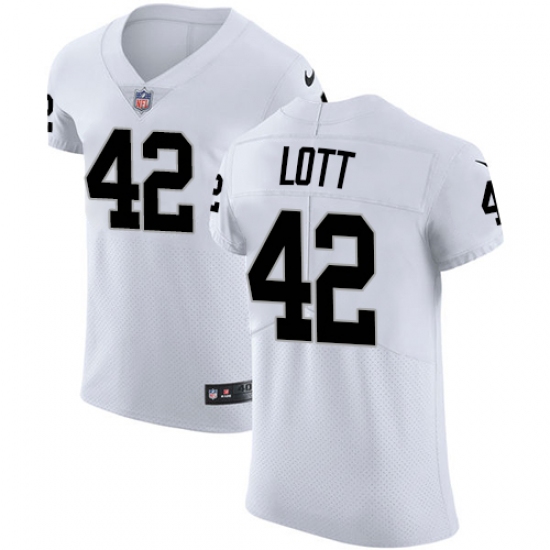 Men's Nike Oakland Raiders 42 Ronnie Lott White Vapor Untouchable Elite Player NFL Jersey
