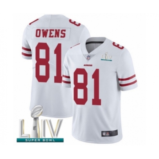 Youth San Francisco 49ers 81 Terrell Owens White Vapor Untouchable Limited Player Super Bowl LIV Bound Football Jersey