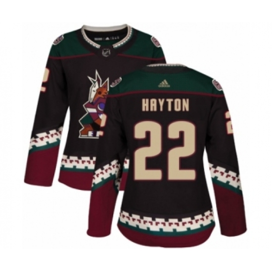 Women's Adidas Arizona Coyotes 22 Barrett Hayton Premier Black Alternate NHL Jersey