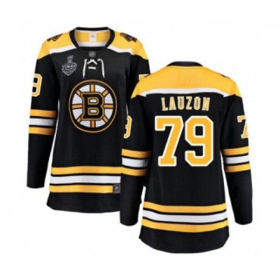 Women's Boston Bruins 79 Jeremy Lauzon Authentic Black Home Fanatics Branded Breakaway 2019 Stanley Cup Final Bound Hockey Jersey