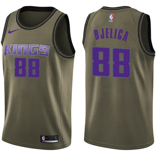 Men's Nike Sacramento Kings 88 Nemanja Bjelica Swingman Green Salute to Service NBA Jersey