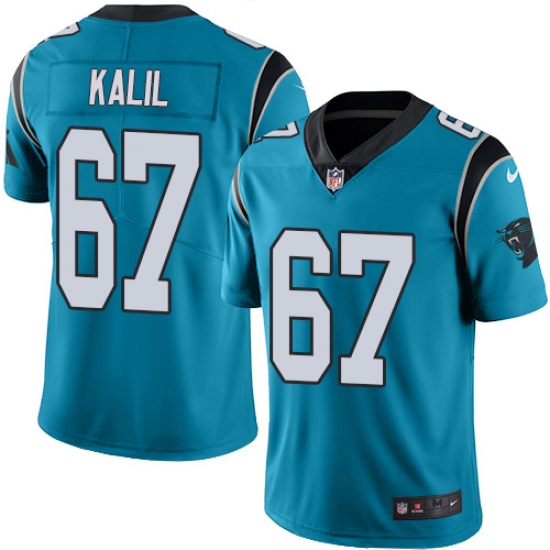 Youth Nike Carolina Panthers 67 Ryan Kalil Blue Alternate Vapor Untouchable Limited Player NFL Jersey