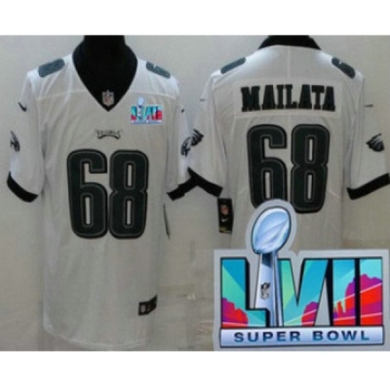 Men's Philadelphia Eagles 68 Jordan Mailata Limited White Super Bowl LVII Vapor Jersey
