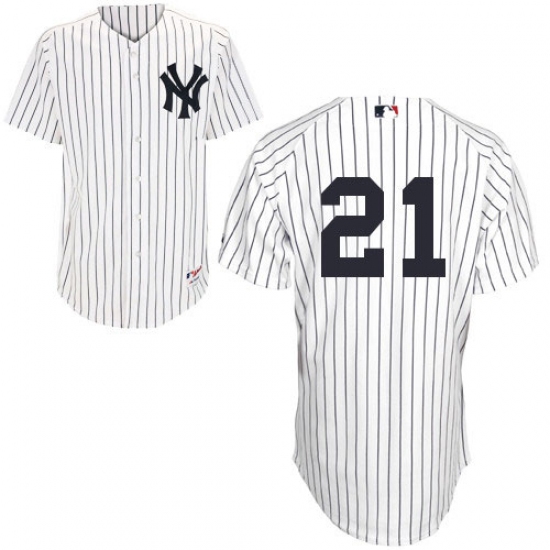 Men's Majestic New York Yankees 21 Paul O'Neill Replica White Cooperstown MLB Jersey