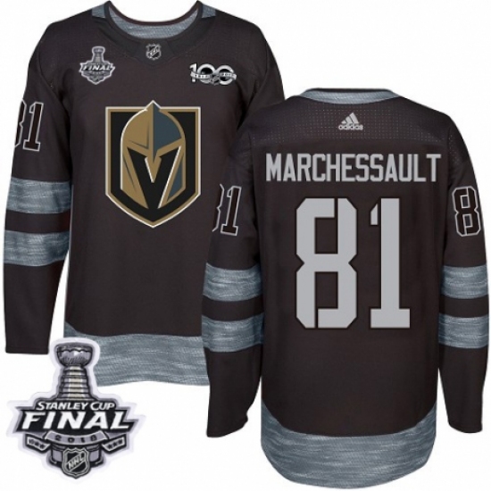 Men's Adidas Vegas Golden Knights 81 Jonathan Marchessault Authentic Black 1917-2017 100th Anniversary 2018 Stanley Cup Final NHL Jersey