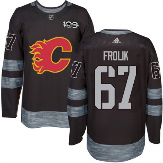 Men's Adidas Calgary Flames 67 Michael Frolik Authentic Black 1917-2017 100th Anniversary NHL Jersey