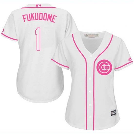 Women's Majestic Chicago Cubs 1 Kosuke Fukudome Authentic White Fashion MLB Jersey