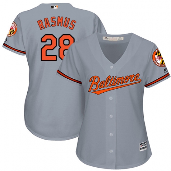 Women's Majestic Baltimore Orioles 28 Colby Rasmus Replica Grey Road Cool Base MLB Jersey