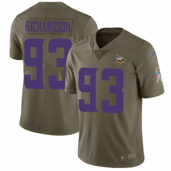 Youth Nike Minnesota Vikings 93 Sheldon Richardson Limited Olive 2017 Salute to Service NFL Jersey