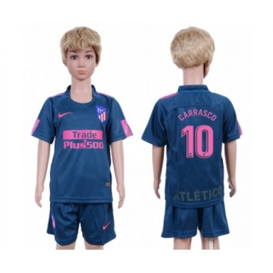 Atletico Madrid 10 Carrasco Sec Away Kid Soccer Club Jersey