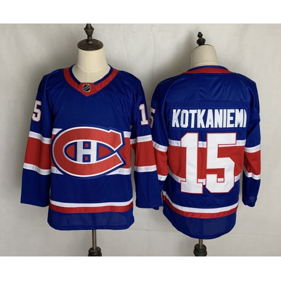 Men's Montreal Canadiens 15 Jesperi Kotkaniemi Authentic Blue Away Fanatics Jersey