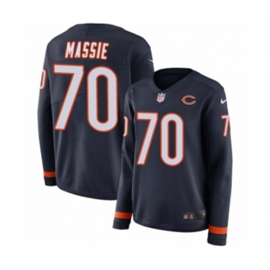 Women's Nike Chicago Bears 70 Bobby Massie Limited Navy Blue Therma Long Sleeve NFL Jersey